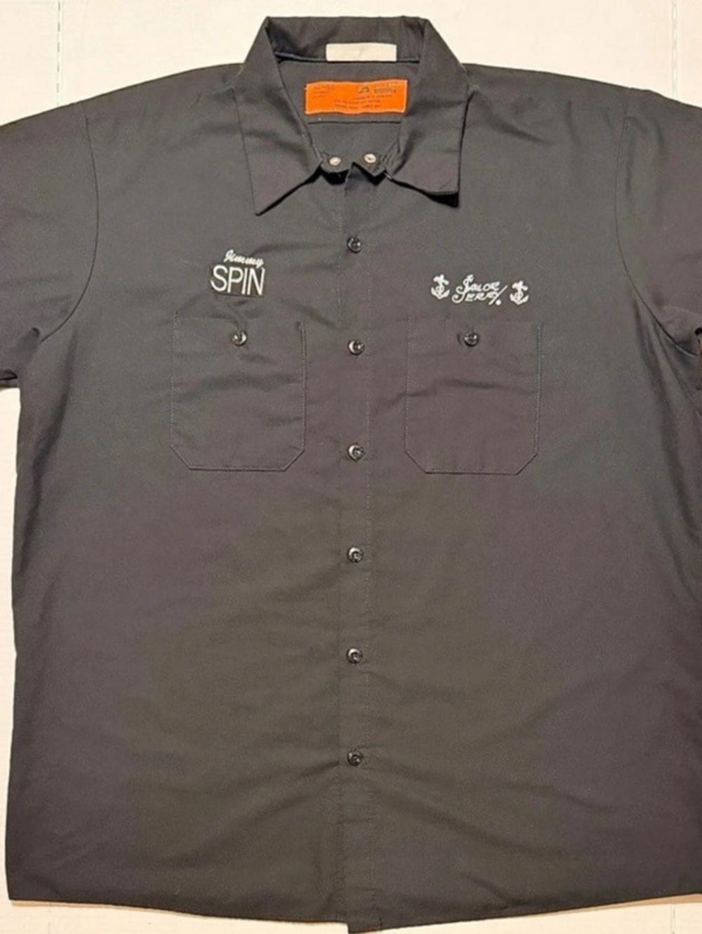Sailor Jerry Red Kap Work Shirt Mens XL Black Pin Up Cowgirl Tattoo Embroidered